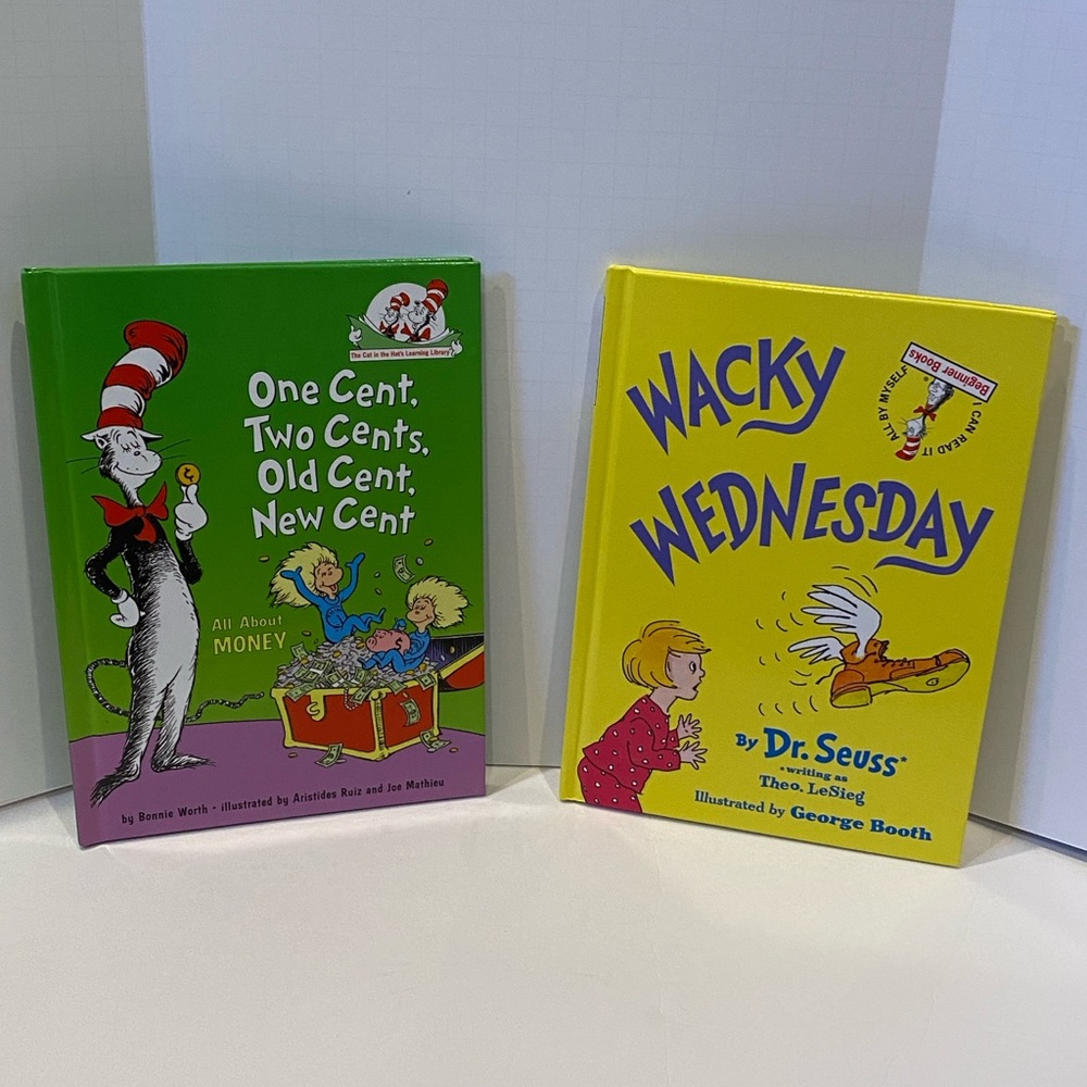 Lot of Dr Seuss Books "1 Cent 2 Cent Old Cent New Cent" & "Wacky Wednesday" NWT